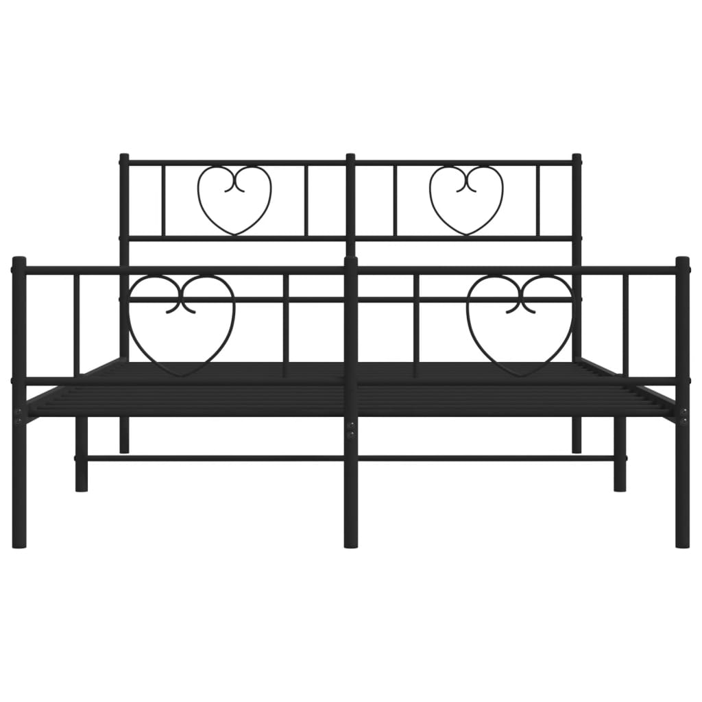 vidaXL Metal Bed Frame without Mattress with Footboard Black 120x190 cm Small Double