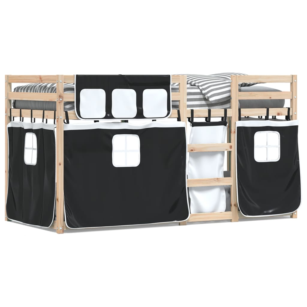 vidaXL Bunk Bed without Mattress White&Black 90x190 cm Single Solid Wood Pine