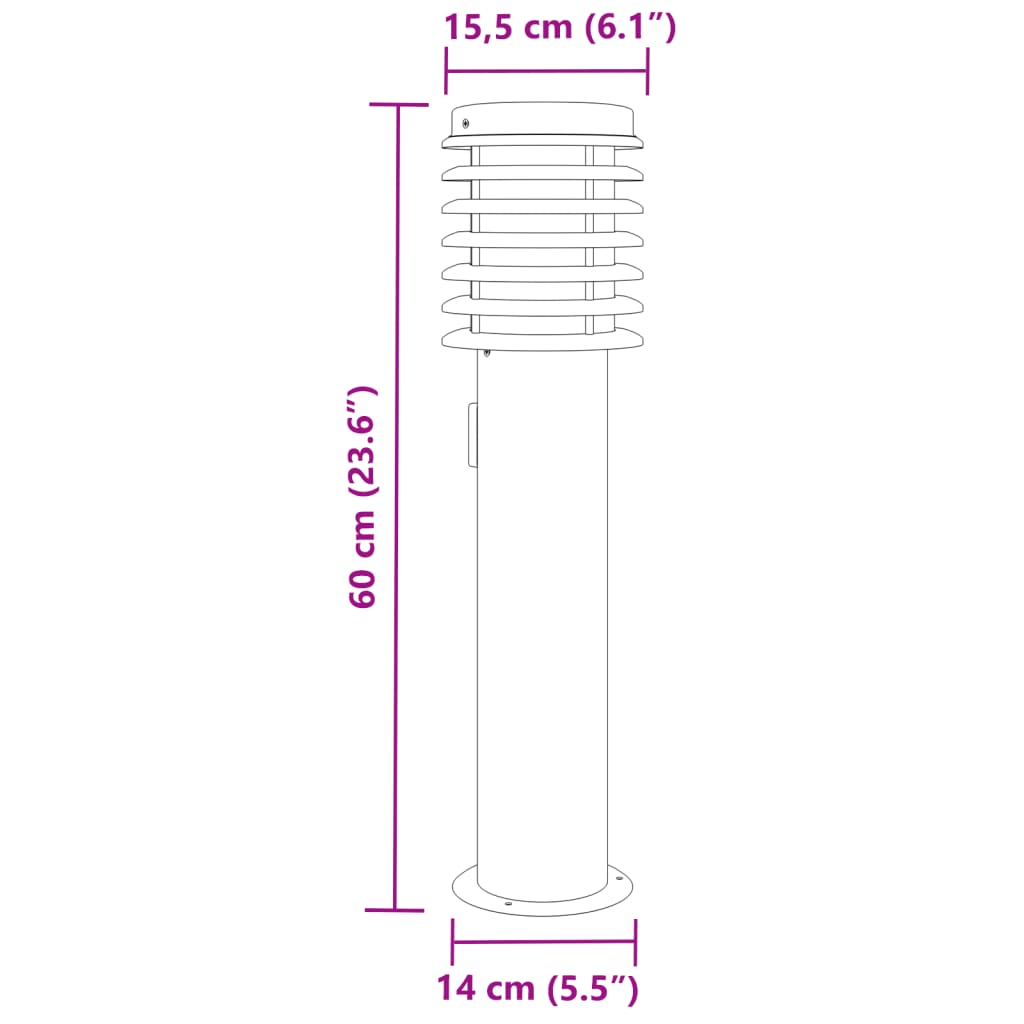 vidaXL Outdoor Floor Lamp with Outlet Silver 60 cm Stainless Steel