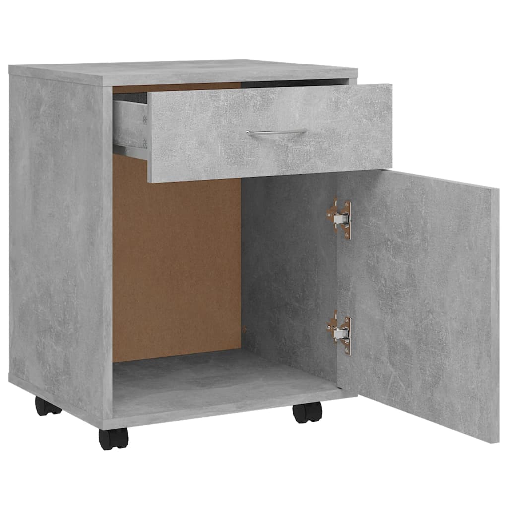 vidaXL Rolling Cabinet Concrete Grey 45x38x54 cm Engineered Wood