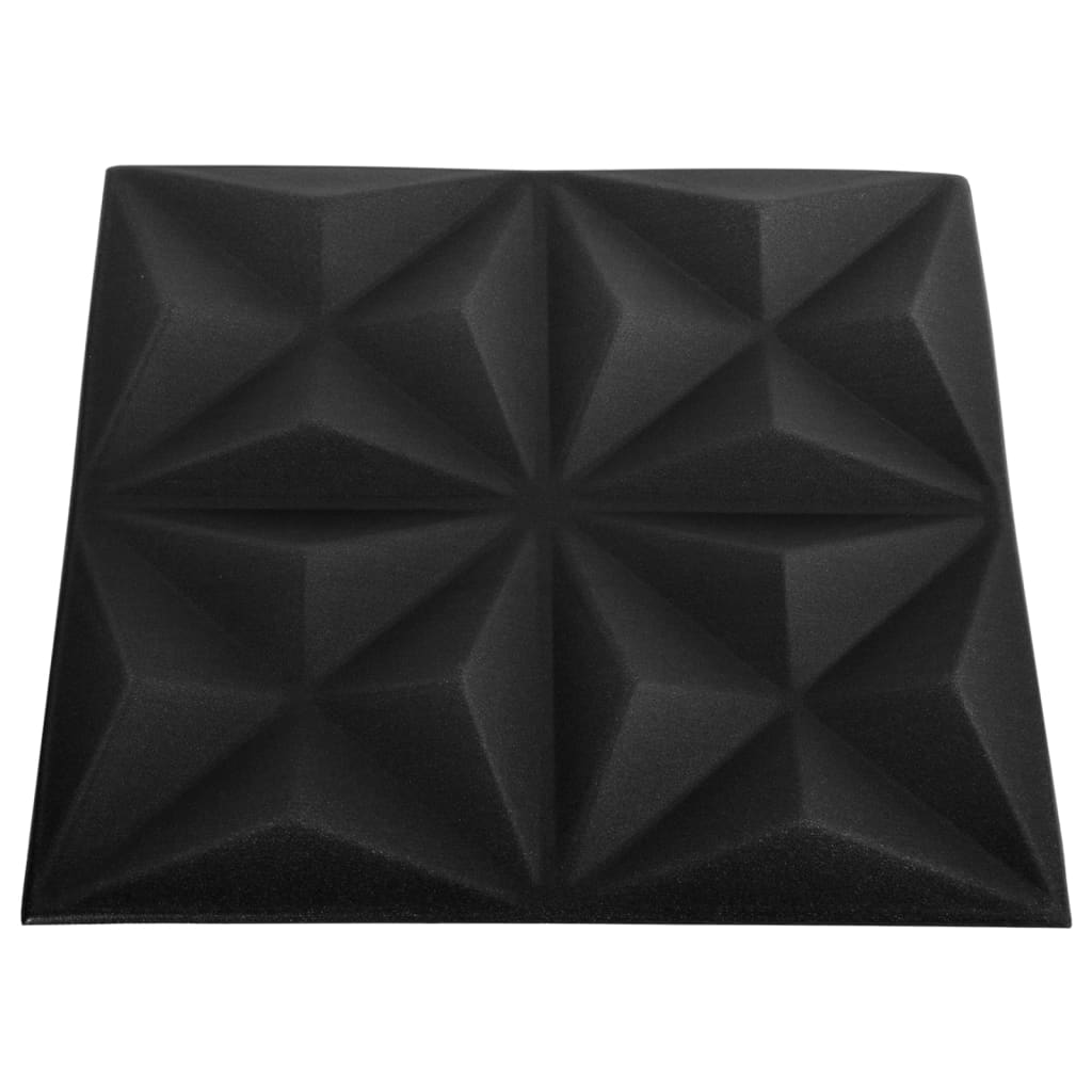 vidaXL 3D Wall Panels 48 pcs 50x50 cm Origami Black 12 m²