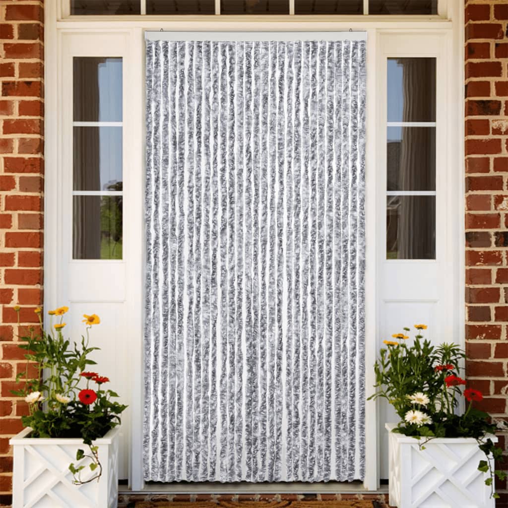 vidaXL Insect Curtain White and Grey 118x220 cm Chenille