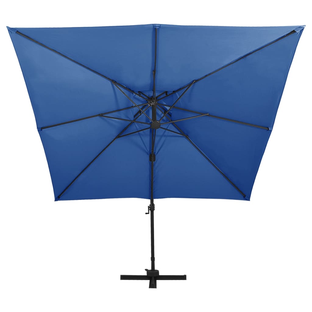 vidaXL Cantilever Garden Parasol with Double Top 300x300 cm Azure Blue