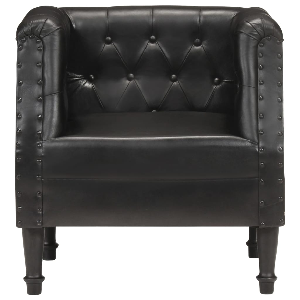 vidaXL Armchair Black Real Leather