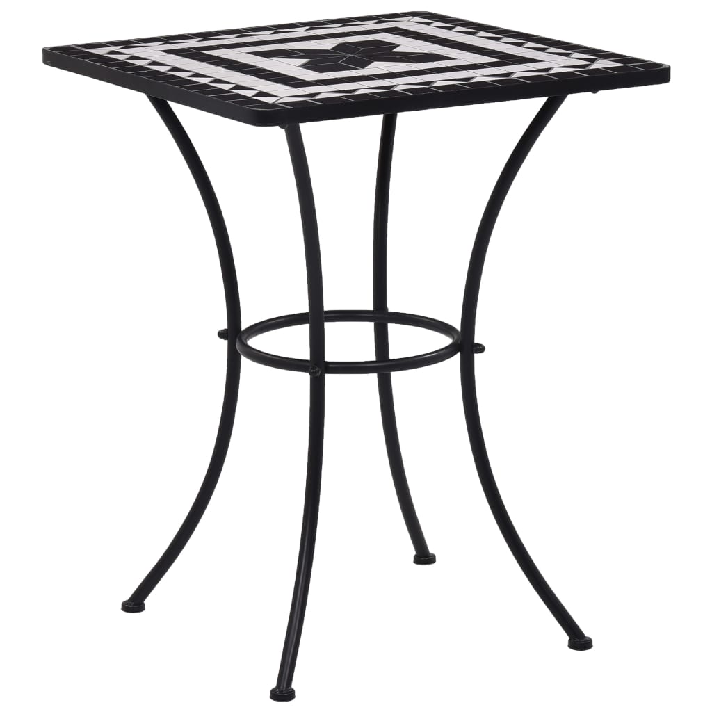 vidaXL 3 Piece Mosaic Bistro Set Ceramic Tile Black and White