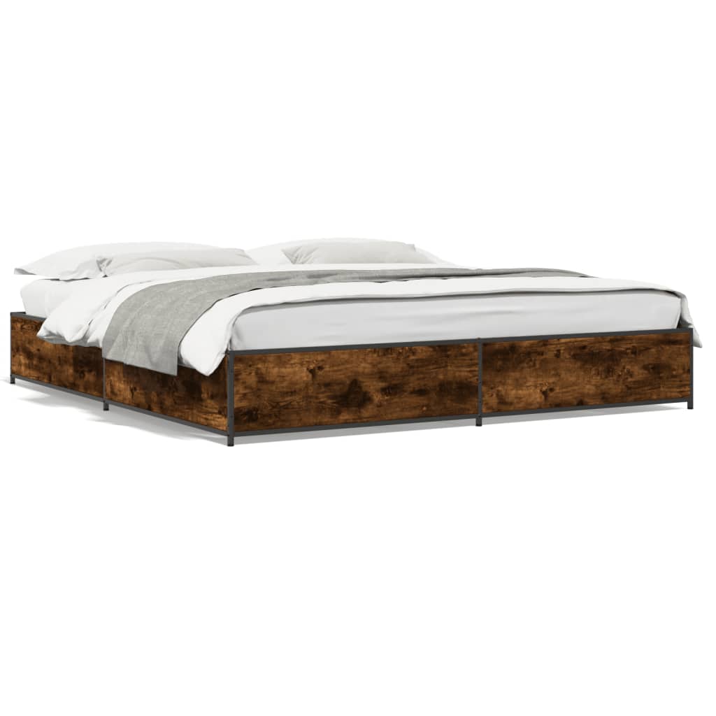 vidaXL Bed Frame without Mattress Smoked Oak 180x200 cm Super King