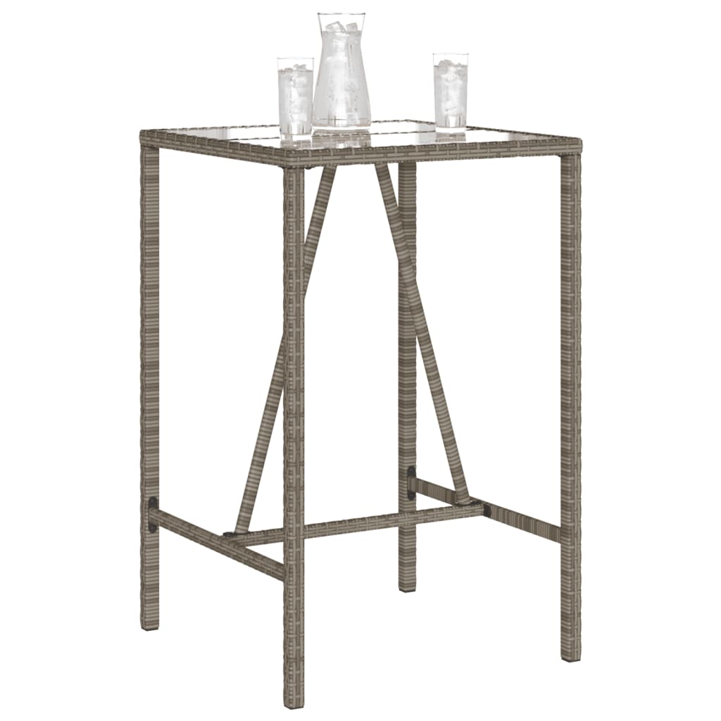 vidaXL Outdoor Bar Table Grey 70x70x110 cm Poly Rattan