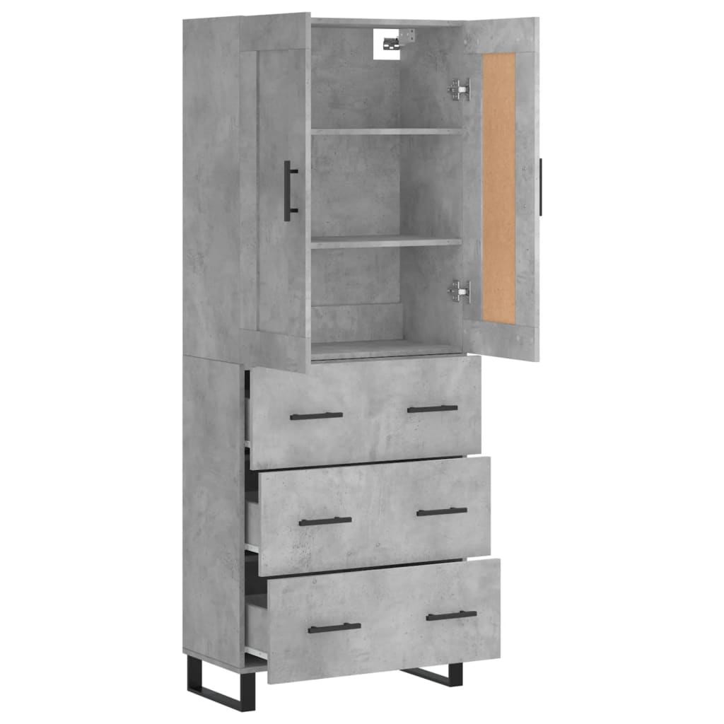 vidaXL Highboard Concrete Grey 69.5x34x180 cm Engineered Wood