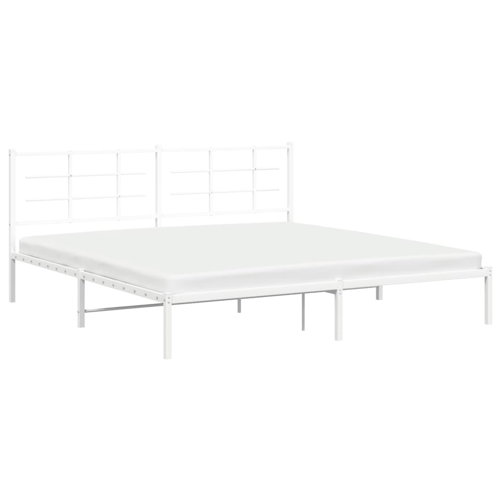 vidaXL Metal Bed Frame without Mattress with Headboard White 193x203 cm