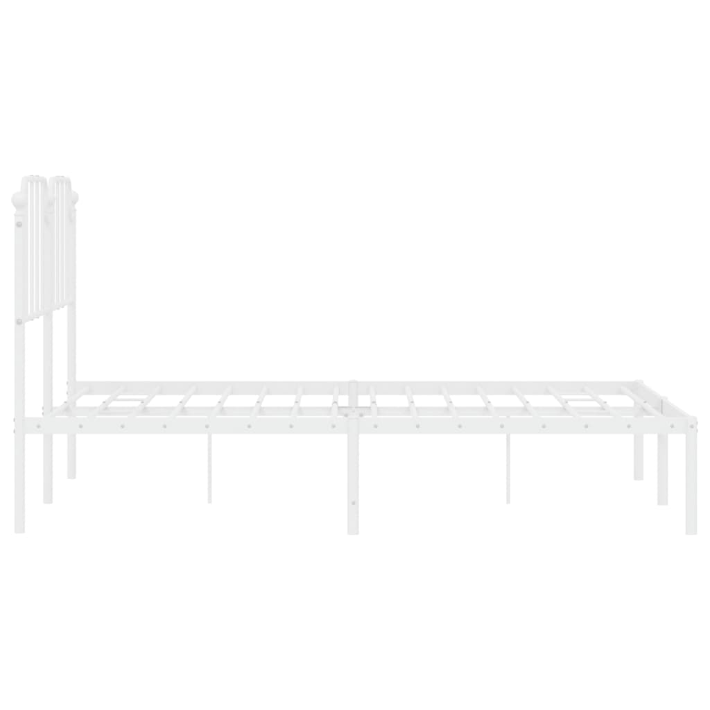 vidaXL Metal Bed Frame without Mattress with Headboard White 140x190 cm