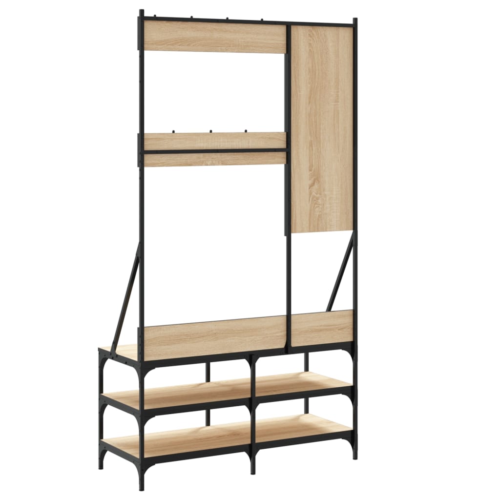 vidaXL Clothes Rack with Shoe Storage Sonoma Oak 100x40x184 cm