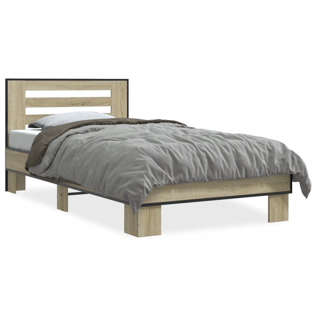 vidaXL Bed Frame without Mattress Sonoma Oak 75x190 cm Small Single