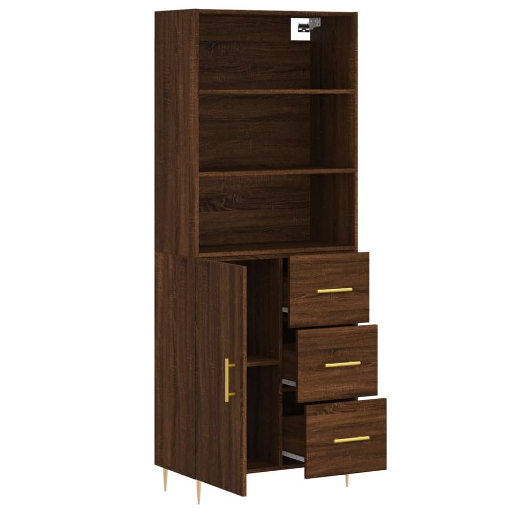 vidaXL Highboard Brown Oak 69.5x34x180 cm Engineered Wood