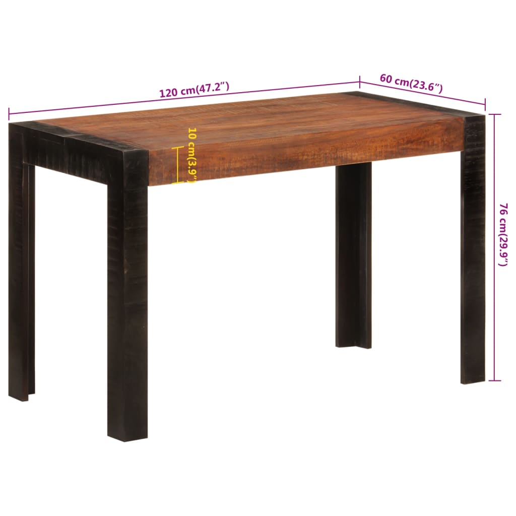 vidaXL Dining Table Honey Brown 120x60x76 cm Solid Wood Mango