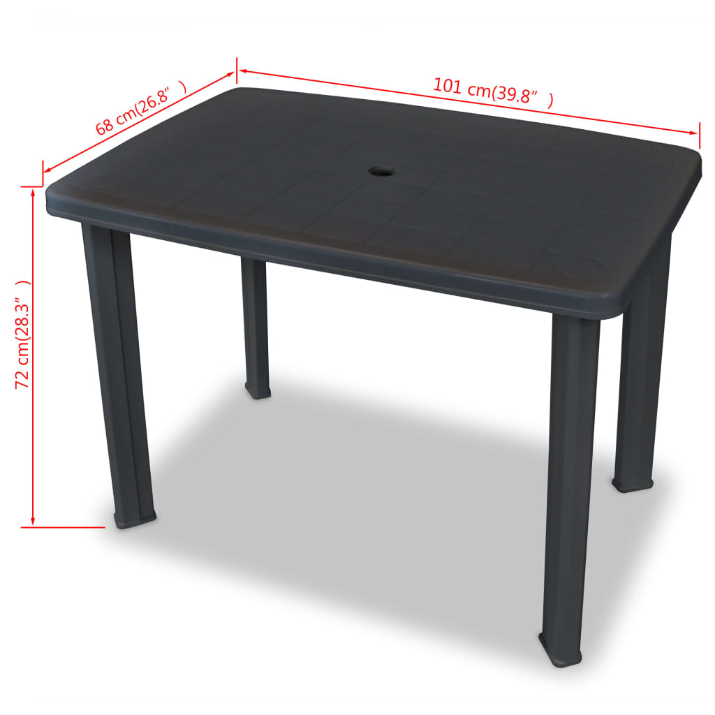 vidaXL Garden Table Anthracite 101x68x72 cm Plastic