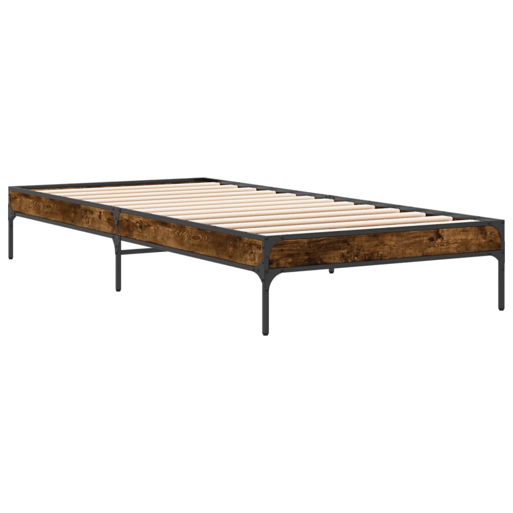 vidaXL Bed Frame without Mattress Smoked Oak 100x200 cm