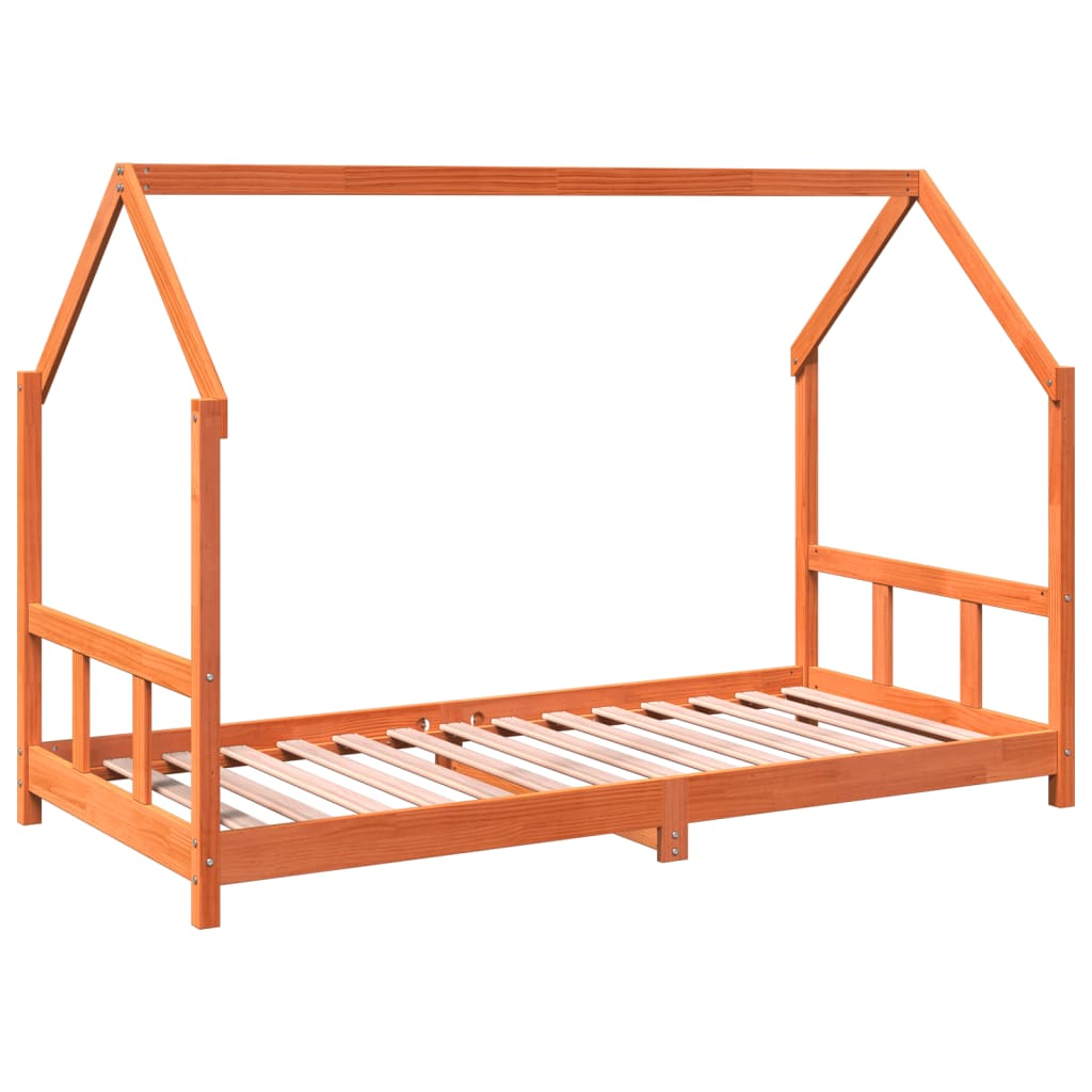 vidaXL Kids Bed Frame Wax Brown 90x190 cm Solid Wood Pine