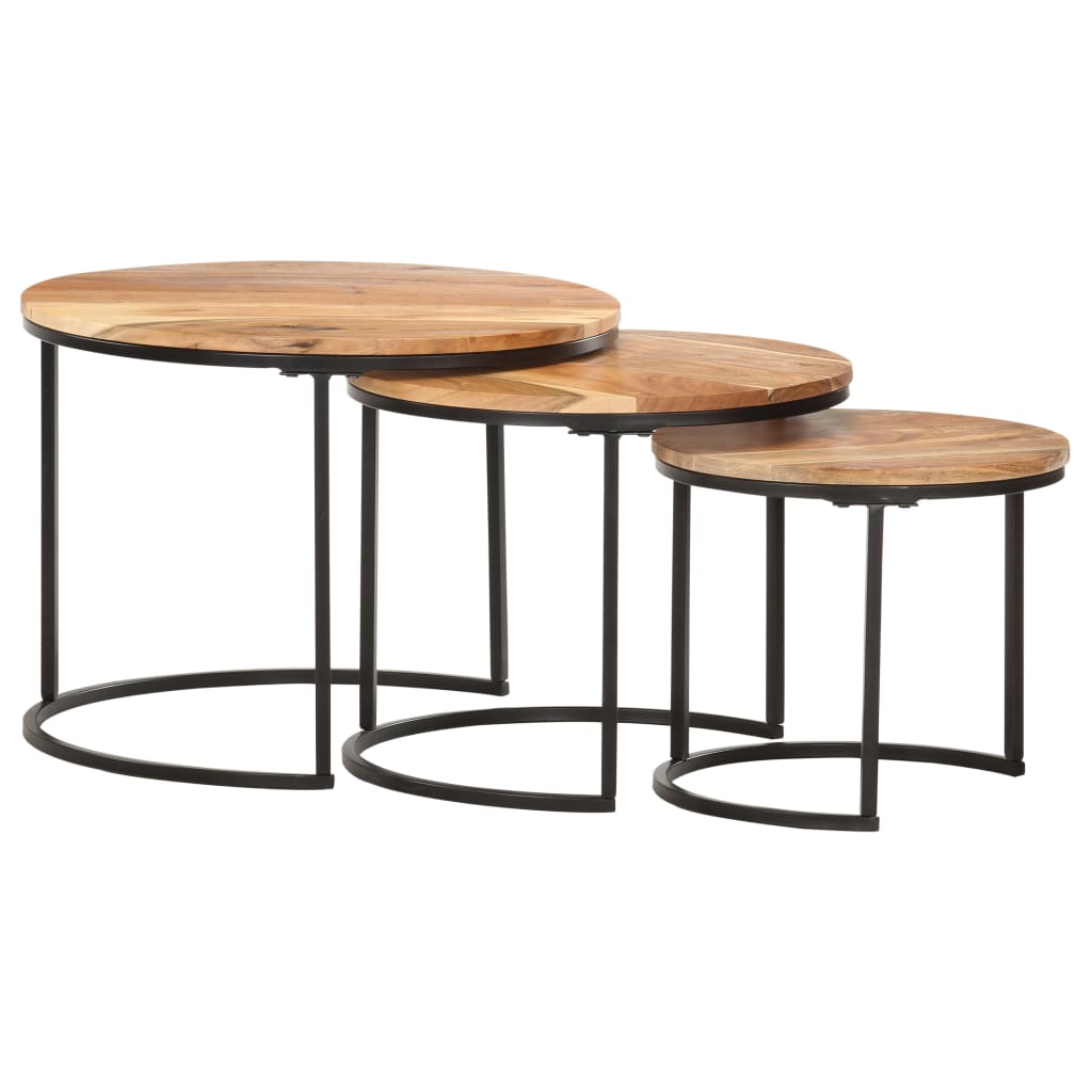 vidaXL Nesting Tables 3 pcs Solid Acacia Wood