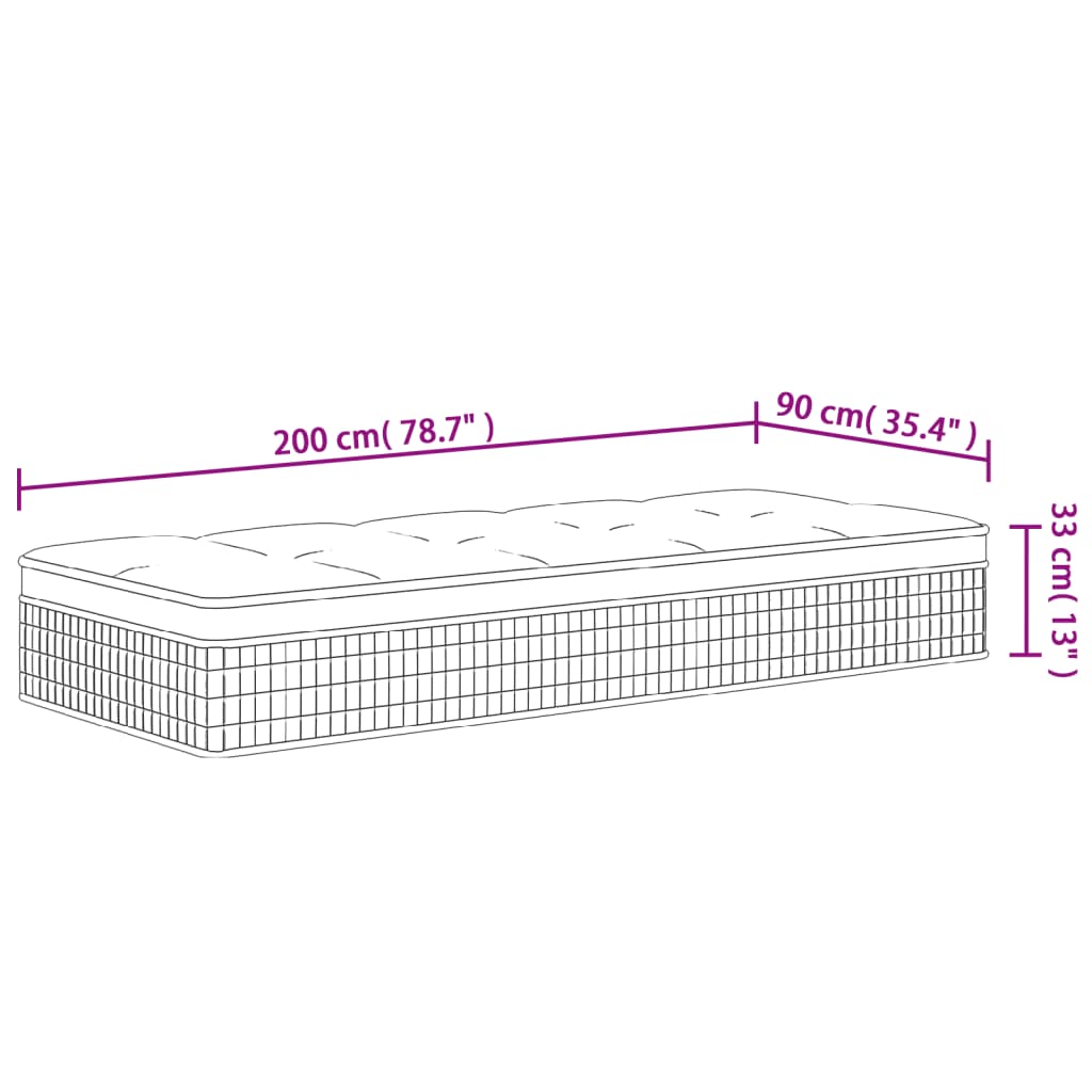 vidaXL Pocket Spring Mattress Medium Firm 90x200 cm