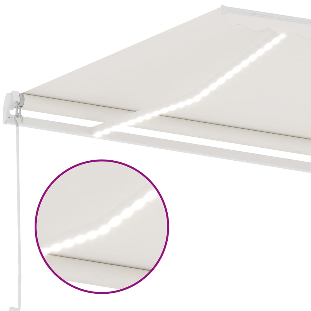 vidaXL Manual Retractable Awning with LED 350x250 cm Cream