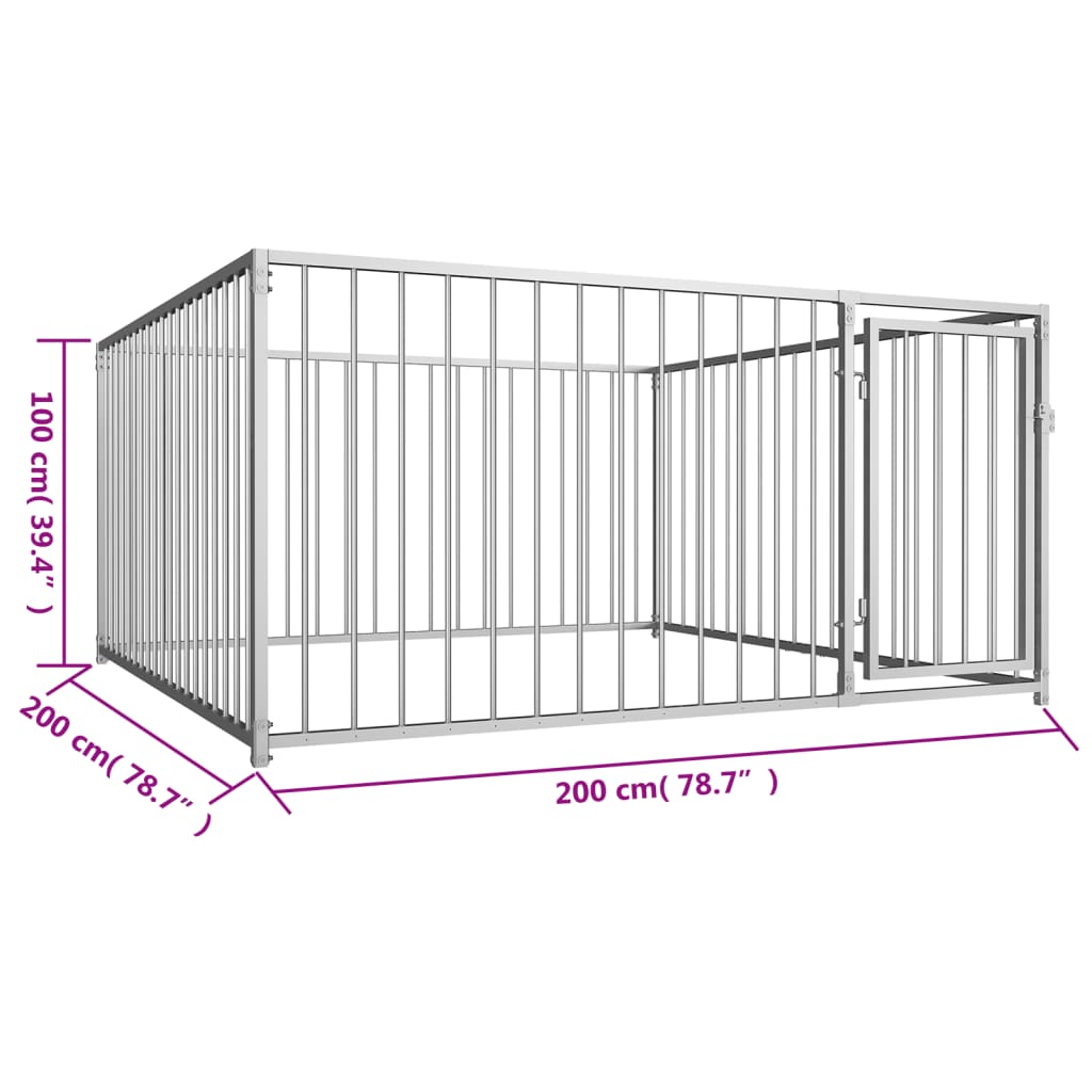 vidaXL Outdoor Dog Kennel 200x200x100 cm