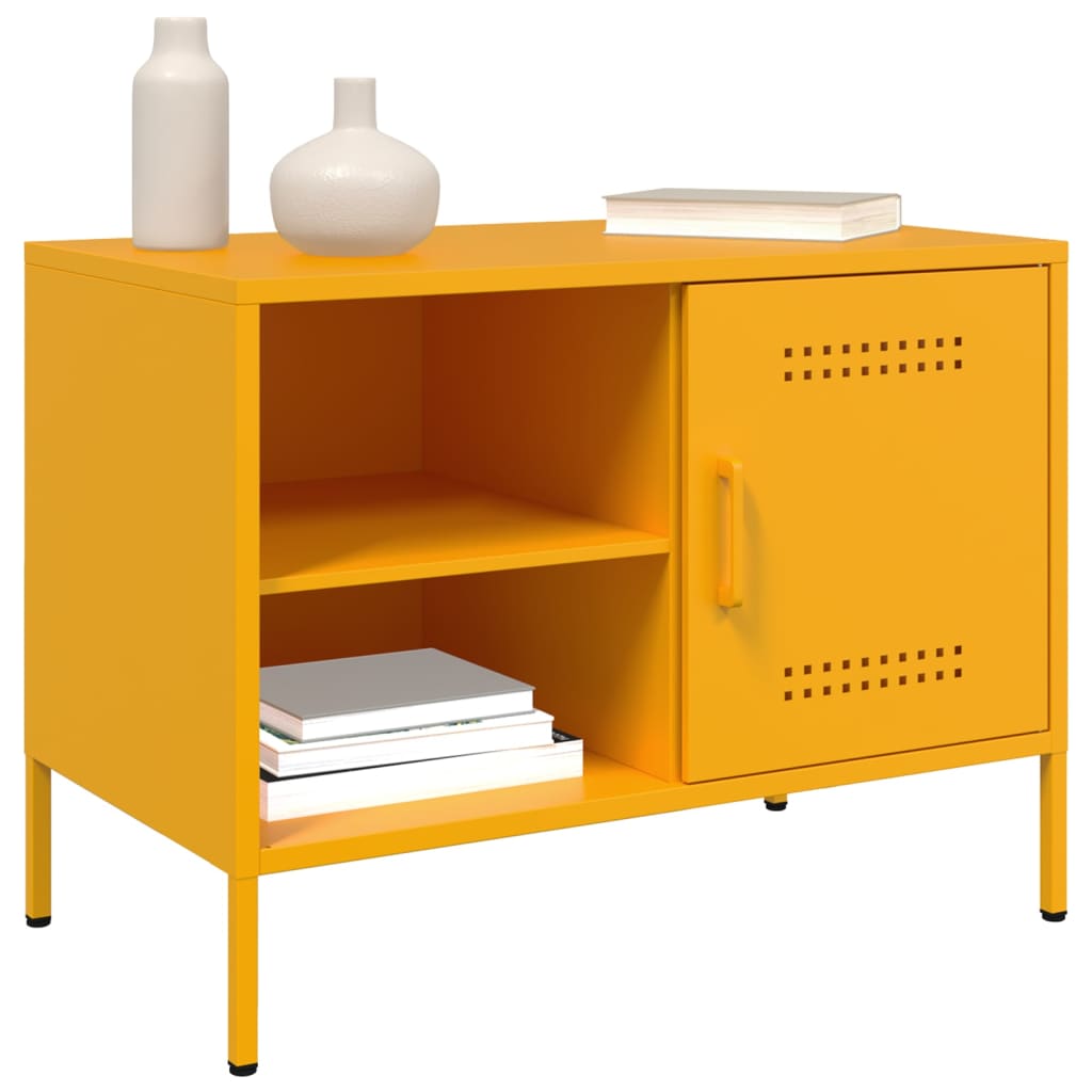 vidaXL TV Cabinet Mustard Yellow 68x39x50.5 cm Steel