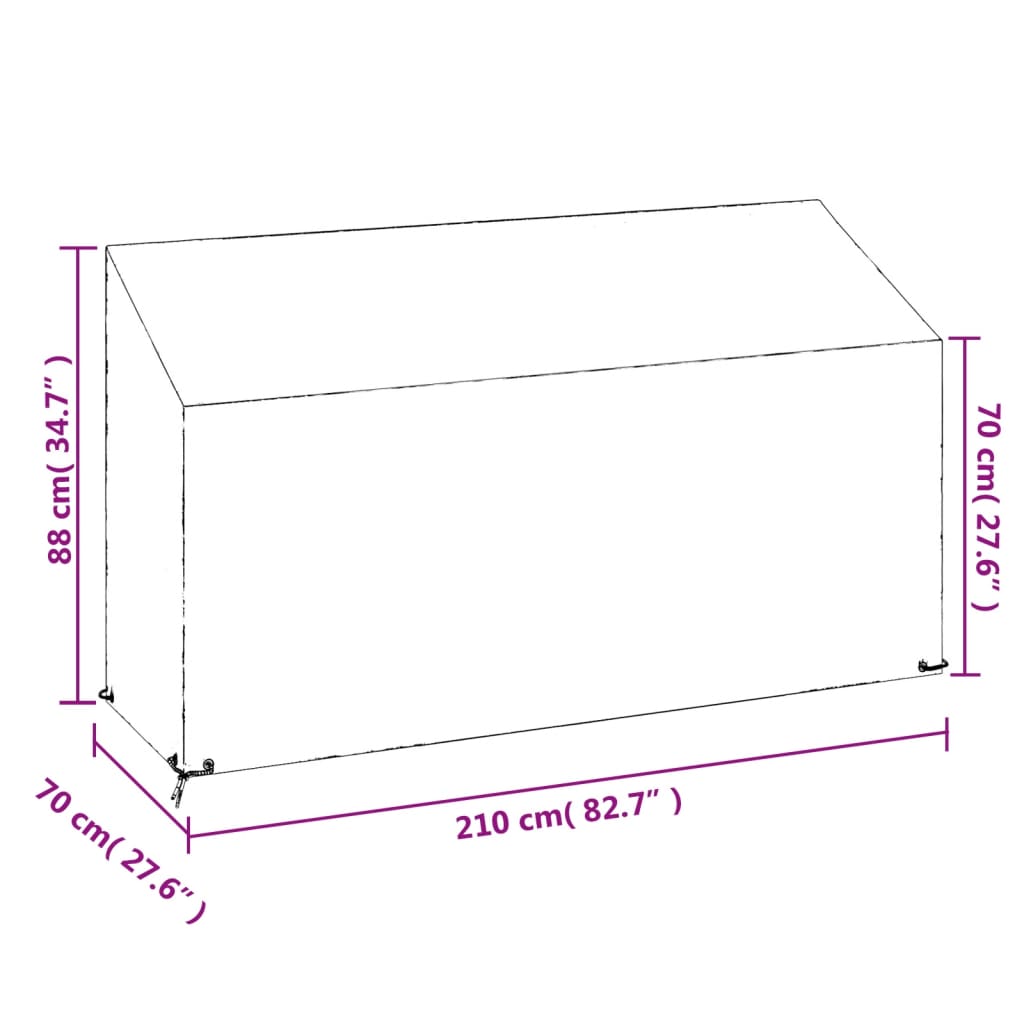 vidaXL Garden Bench Cover 12 Eyelets 210x70x70/88 cm Polyethylene