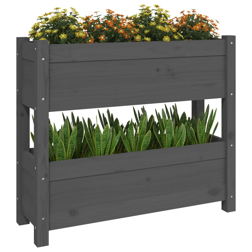 vidaXL Planter Grey 77x25x66 cm Solid Wood Pine