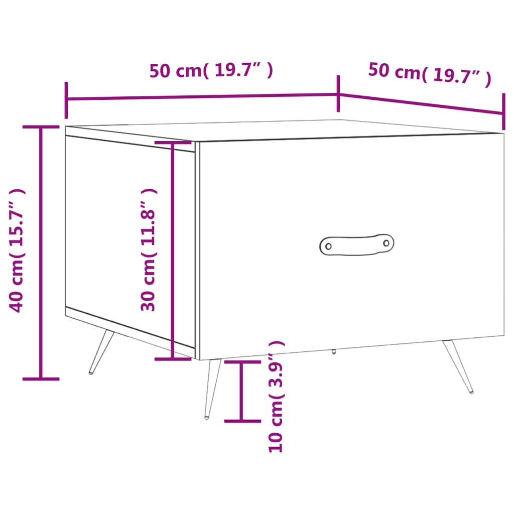 vidaXL Coffee Tables 2pcs High Gloss White 50x50x40 cm Engineered Wood