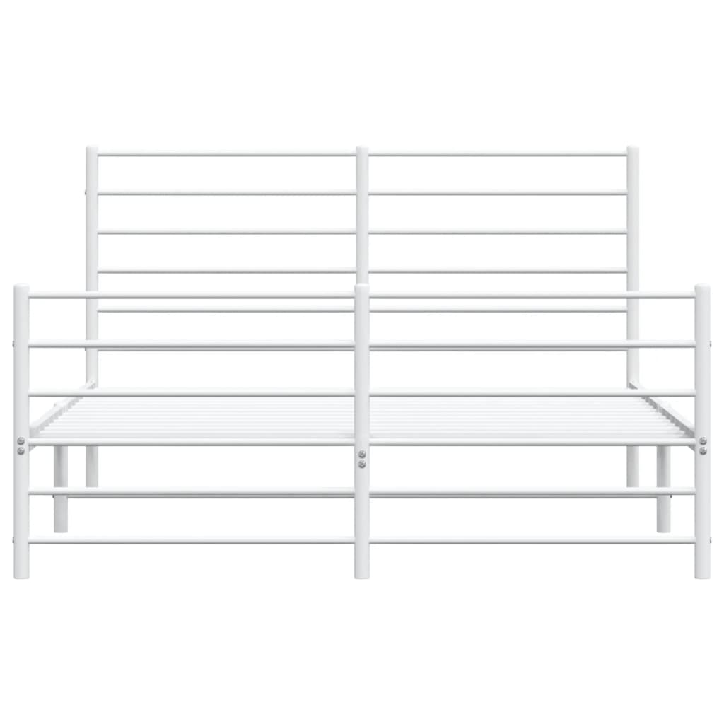 vidaXL Metal Bed Frame without Mattress with Footboard White 135x190 cm Double