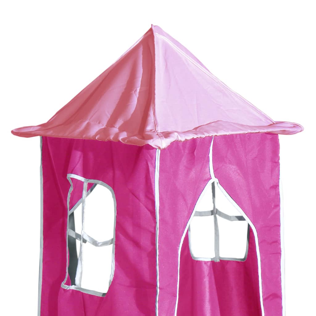 vidaXL Kids' Loft Bed with Tower without Mattress Pink 80x200 cm