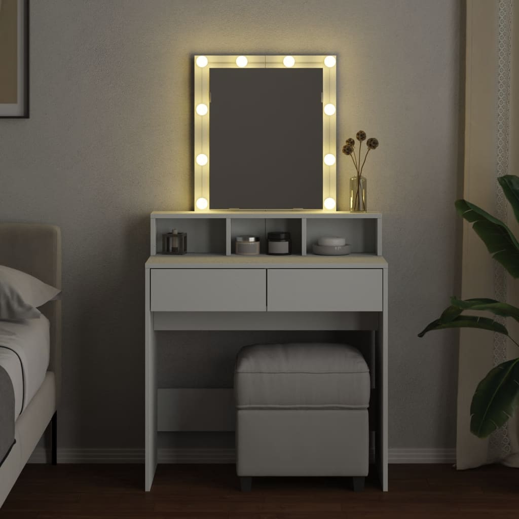 vidaXL Dressing Table with LED White 80x41x144.5 cm