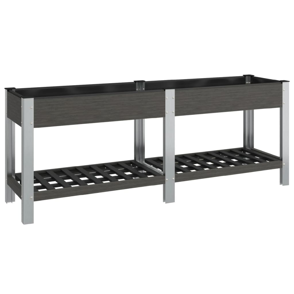 vidaXL Garden Raised Bed with Shelf Grey 200x50x75 cm WPC