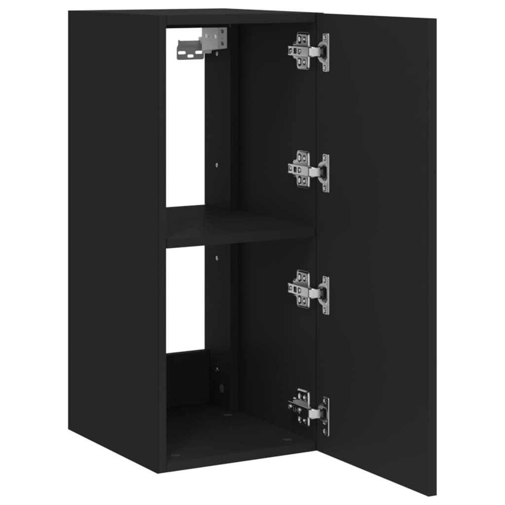 vidaXL TV Wall Cabinet with LED Lights Black 30.5x35x70 cm