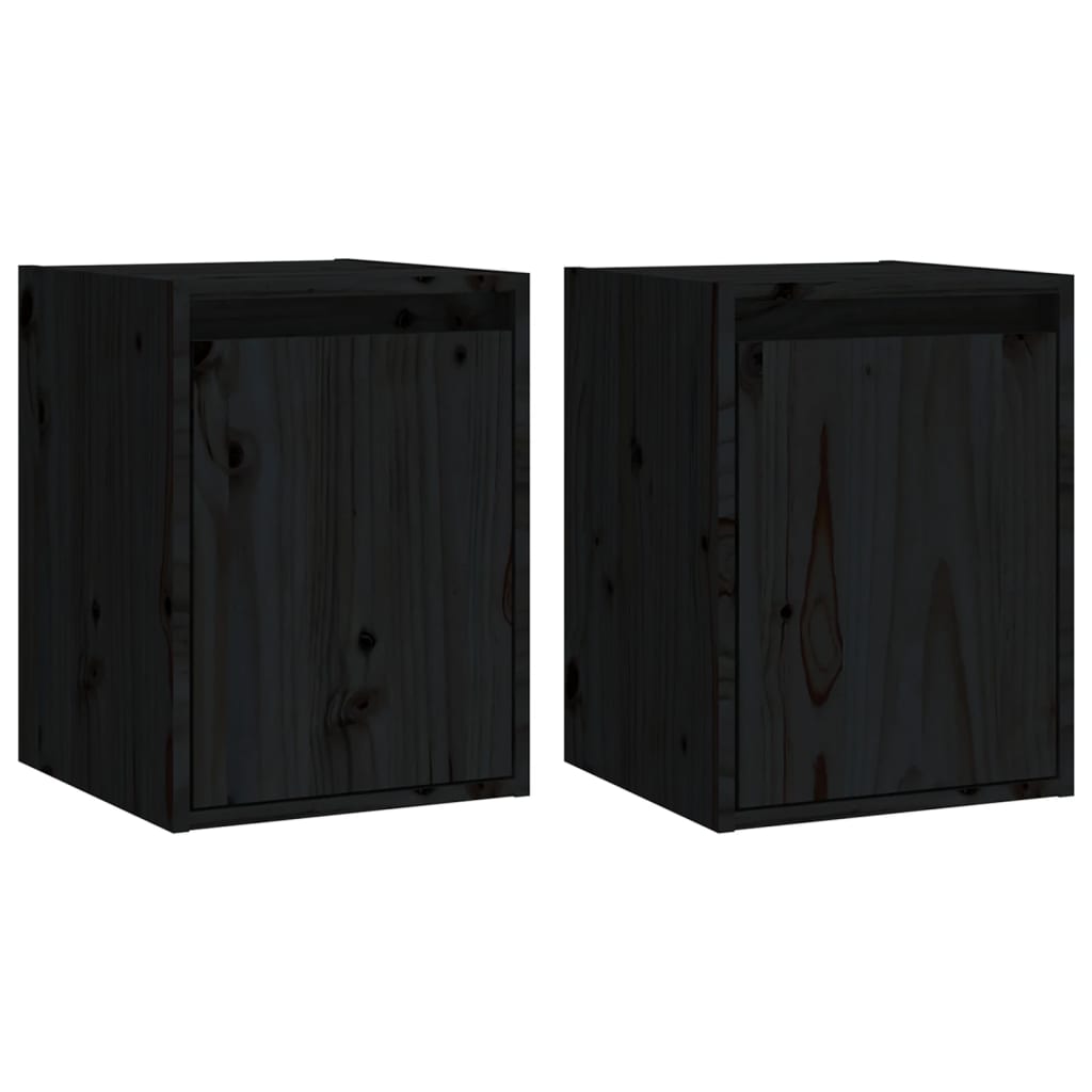 vidaXL Wall Cabinets 2 pcs Black 30x30x40 cm Solid Wood Pine