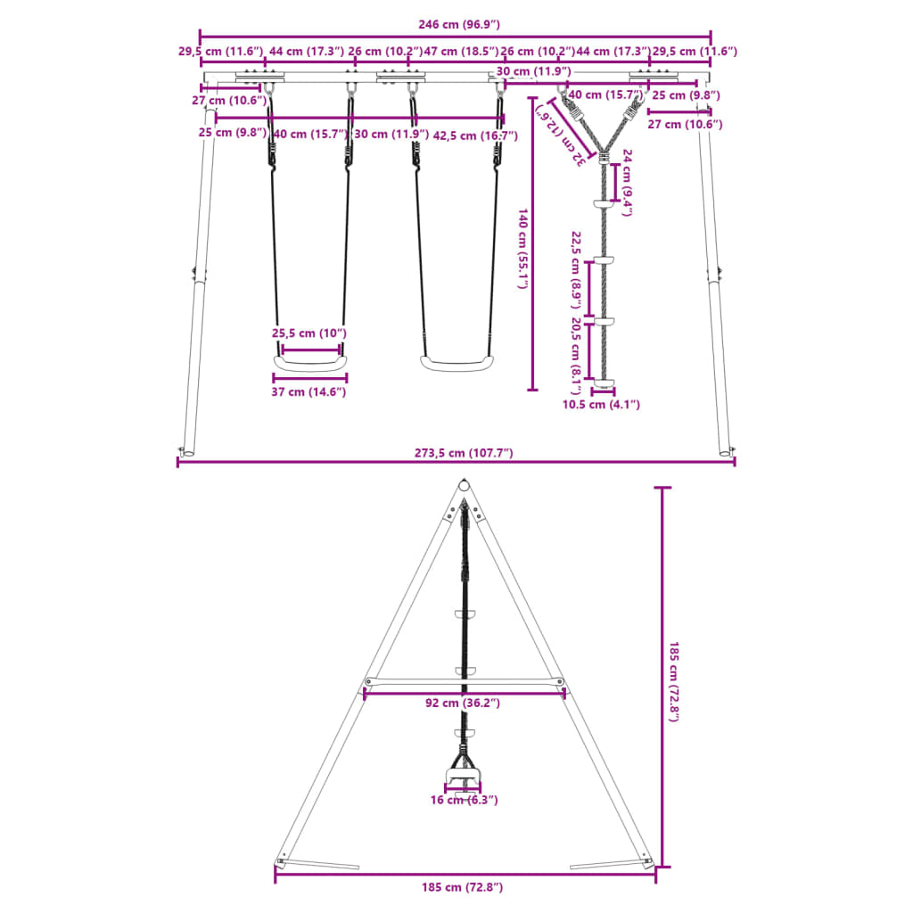 vidaXL Outdoor Swing Set with Swings and Disc Swing