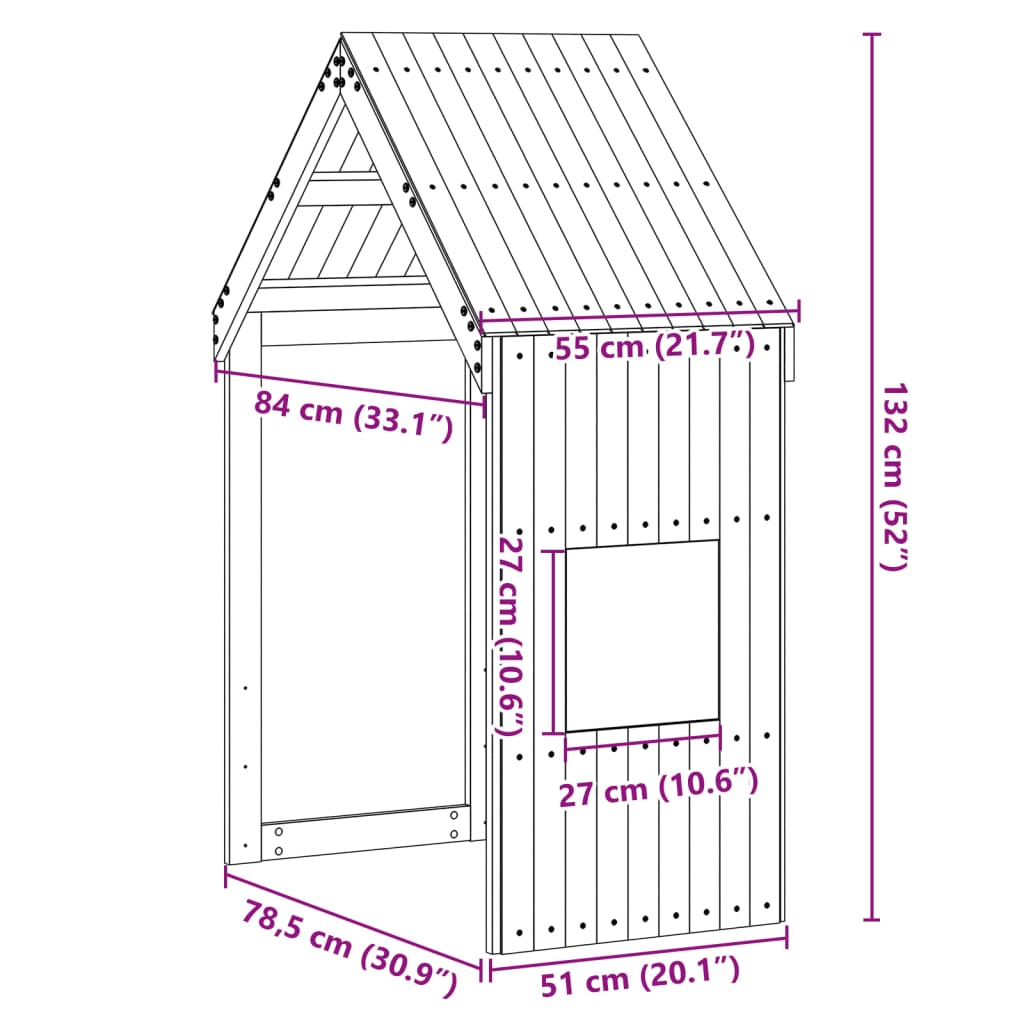 vidaXL Kids' Bed Roof 55x84x132 cm Solid Wood Pine