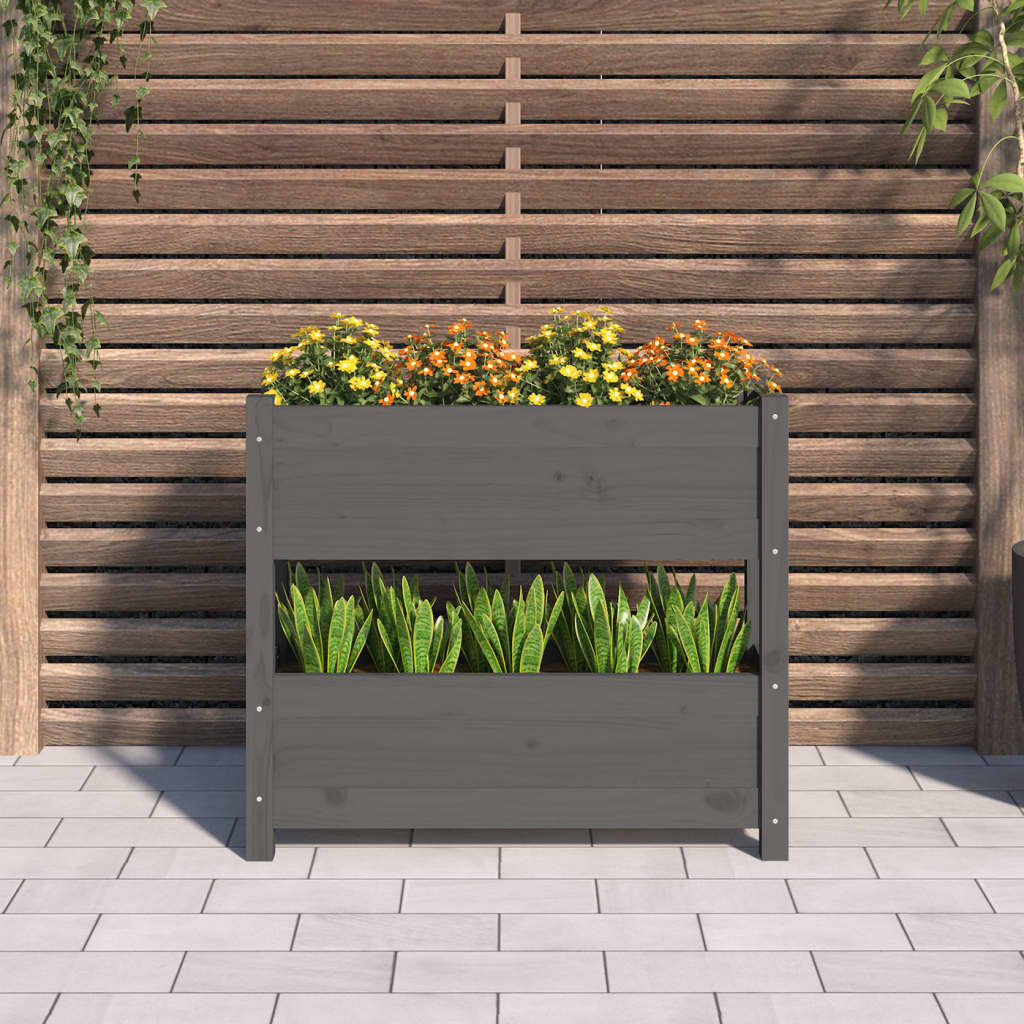 vidaXL Planter Grey 77x25x66 cm Solid Wood Pine