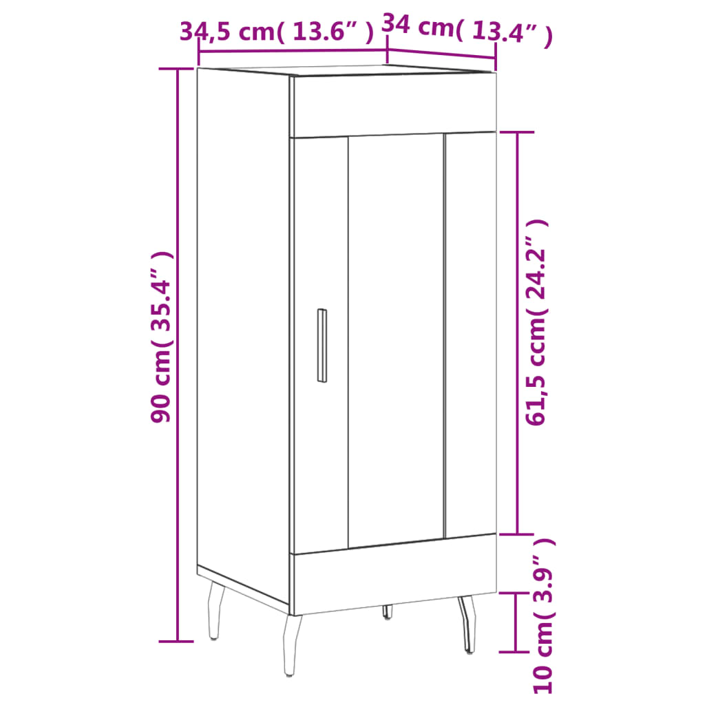 vidaXL Sideboard Concrete Grey 34.5x34x90 cm Engineered Wood