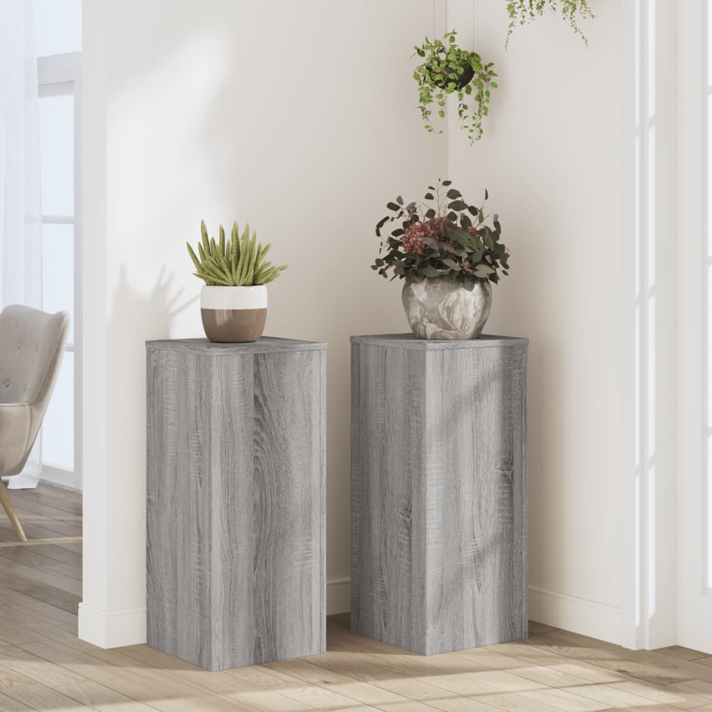 vidaXL Plant Stands 2 pcs Grey Sonoma 30x30x70 cm Engineered wood