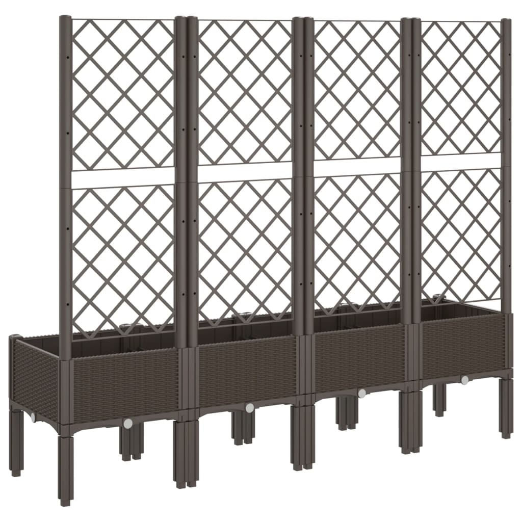 vidaXL Garden Planter with Trellis Brown 160x40x142 cm PP