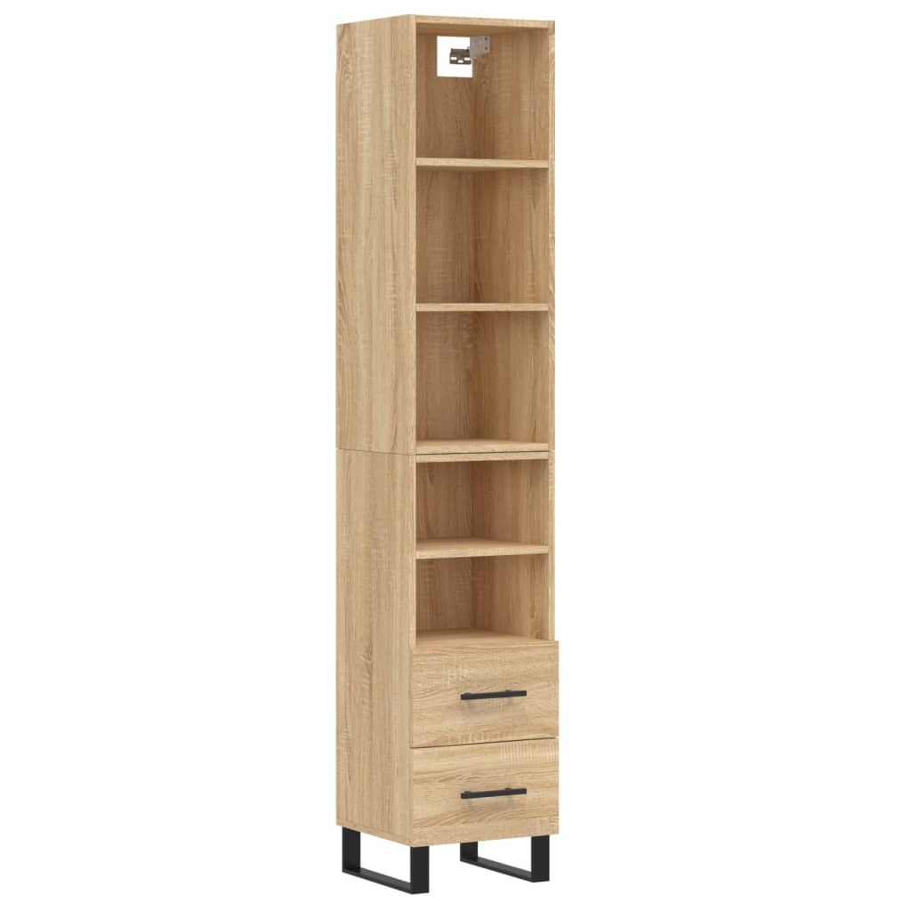 vidaXL Highboard Sonoma Oak 34.5x34x180 cm Engineered Wood