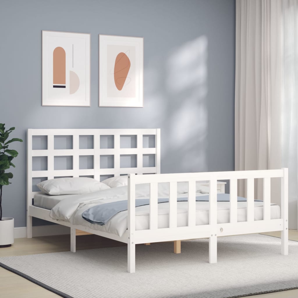 vidaXL Bed Frame without Mattress White 140x190 cm Solid Wood Pine