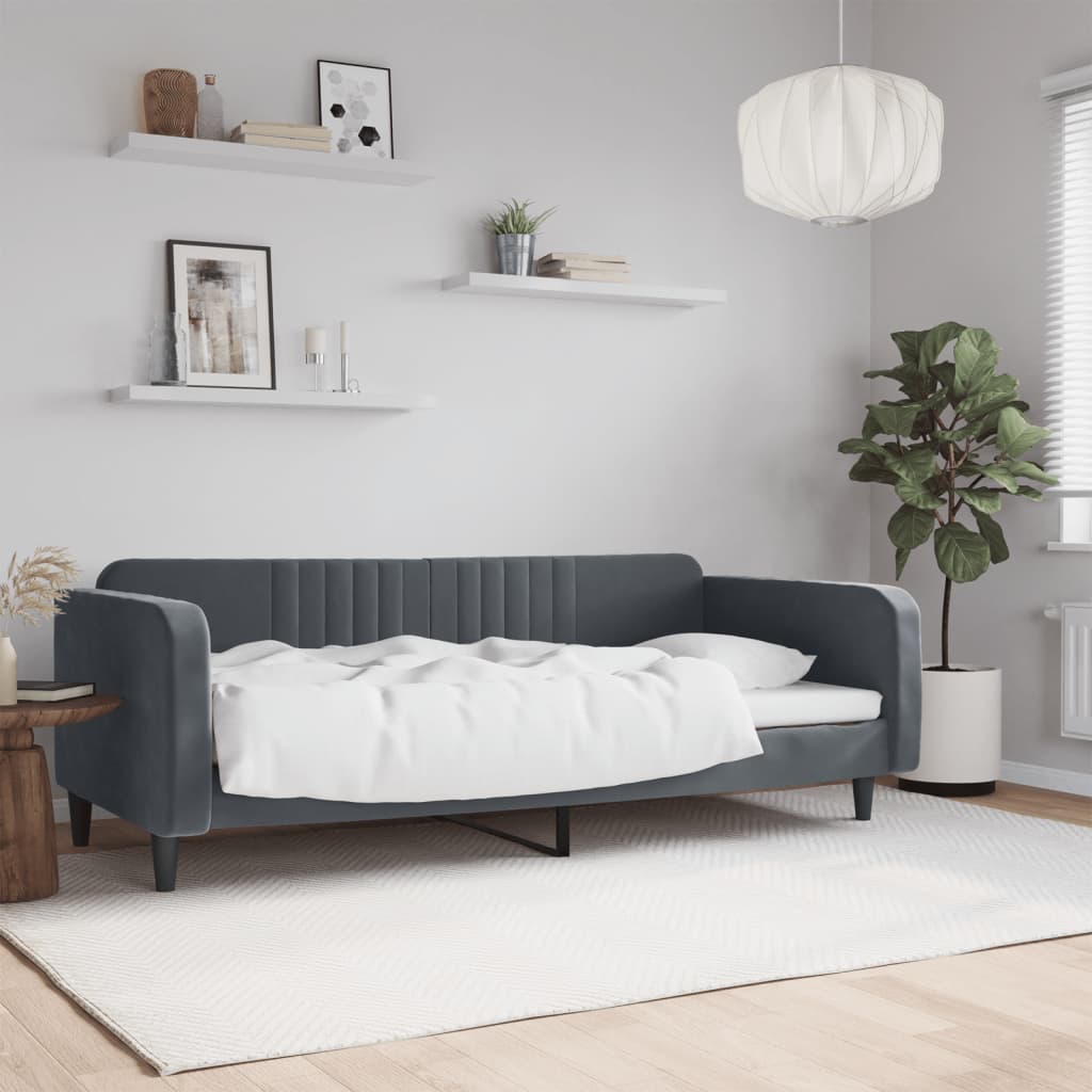 vidaXL Day Bed without Mattress Dark Grey 90x190 cm Single Velvet