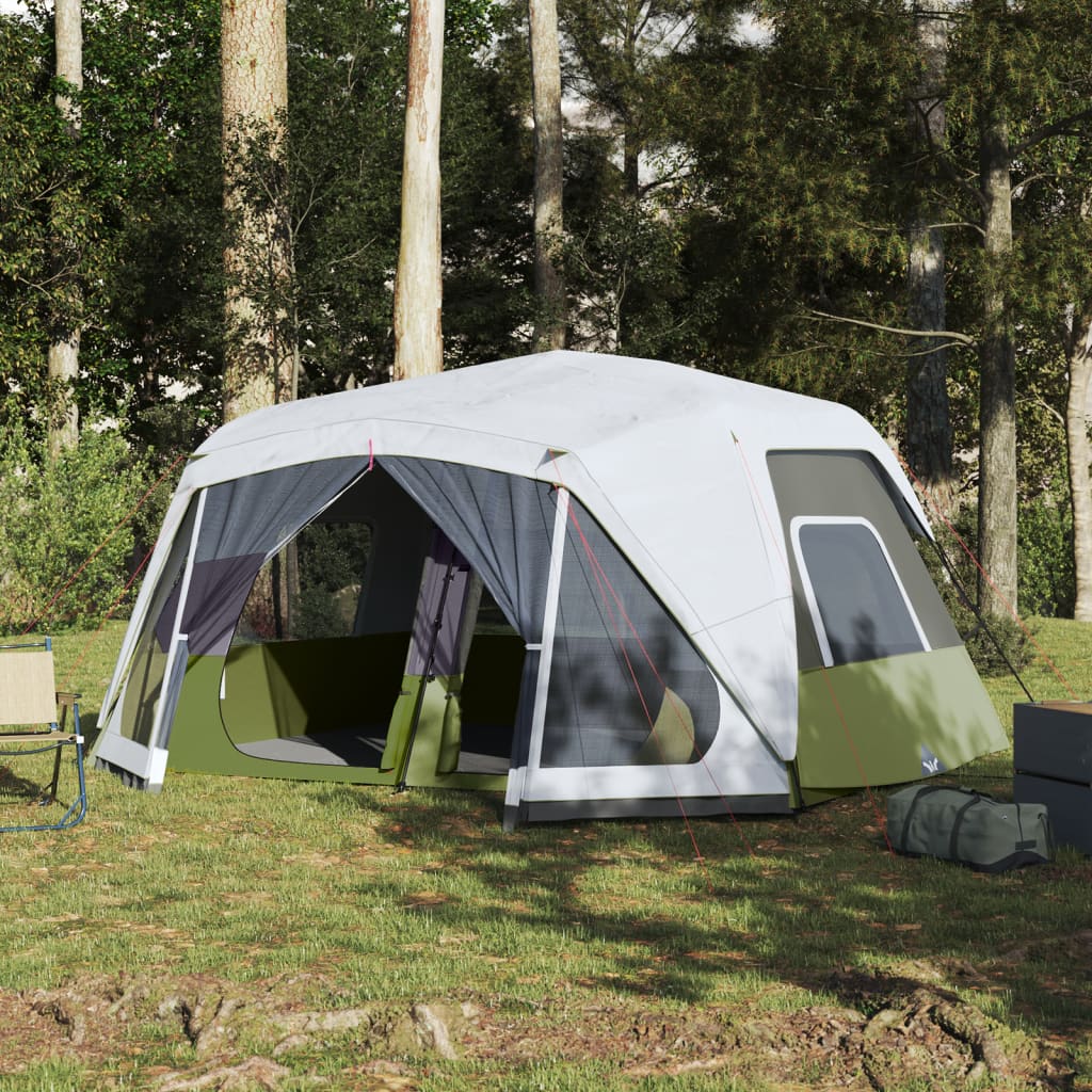 vidaXL Family Tent with LED 10-Person Light Green Quick Release