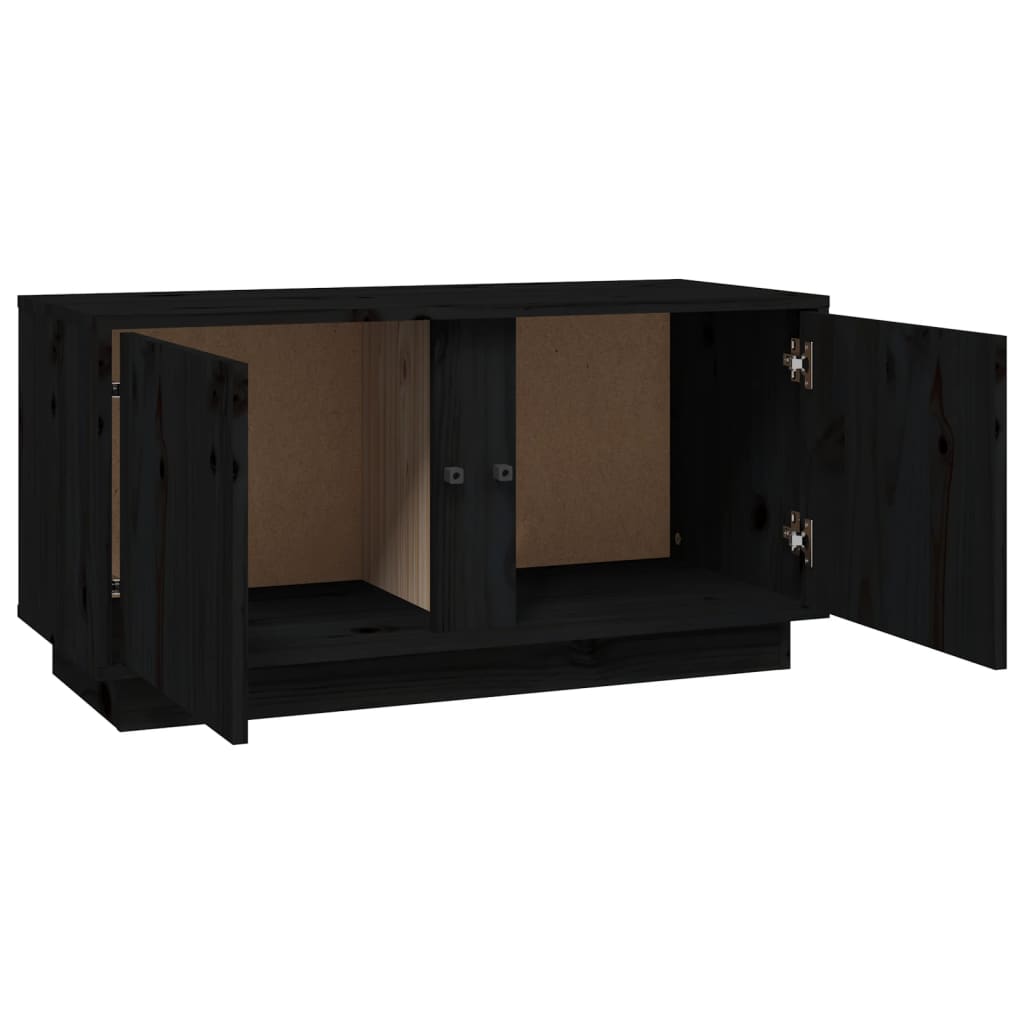 vidaXL TV Cabinet Black 80x35x40.5 cm Solid Wood Pine