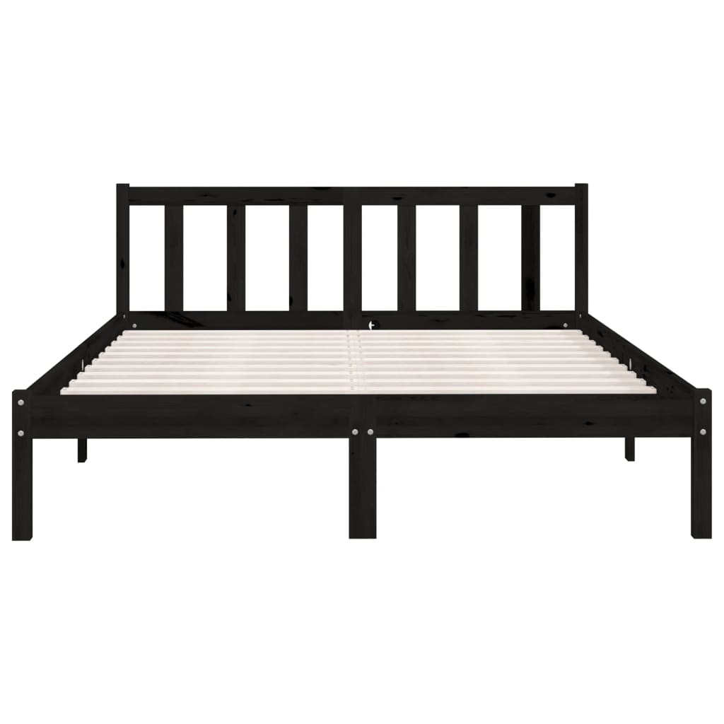 810081 vidaXL Bed Frame without Mattress Black Solid Wood 120x200 cm