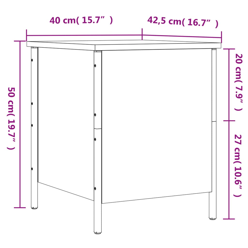 vidaXL Storage Bench Grey Sonoma 40x42.5x50 cm Engineered Wood