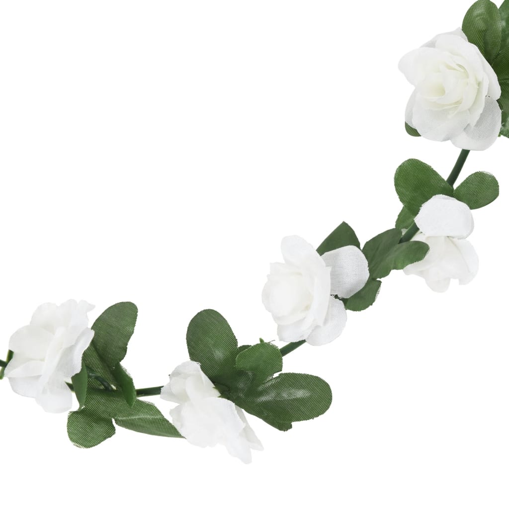 vidaXL Christmas Flower Garlands 6 pcs White 240 cm