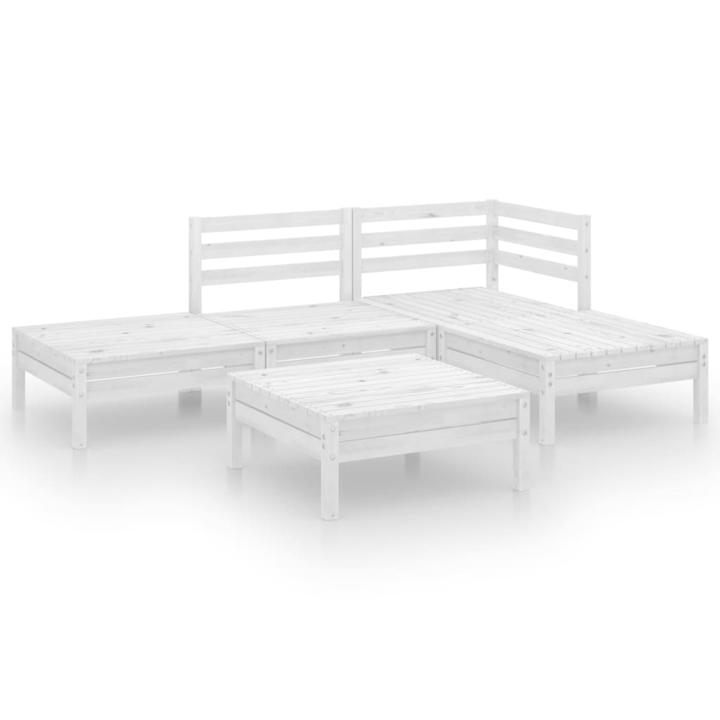 vidaXL 5 Piece Garden Lounge Set Solid Pinewood White